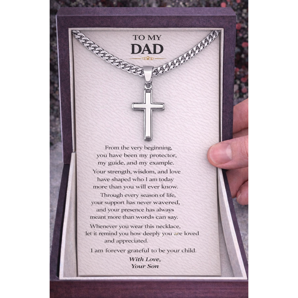 Artisan-Crafted Cross Pendant Necklace with Cuban Chain