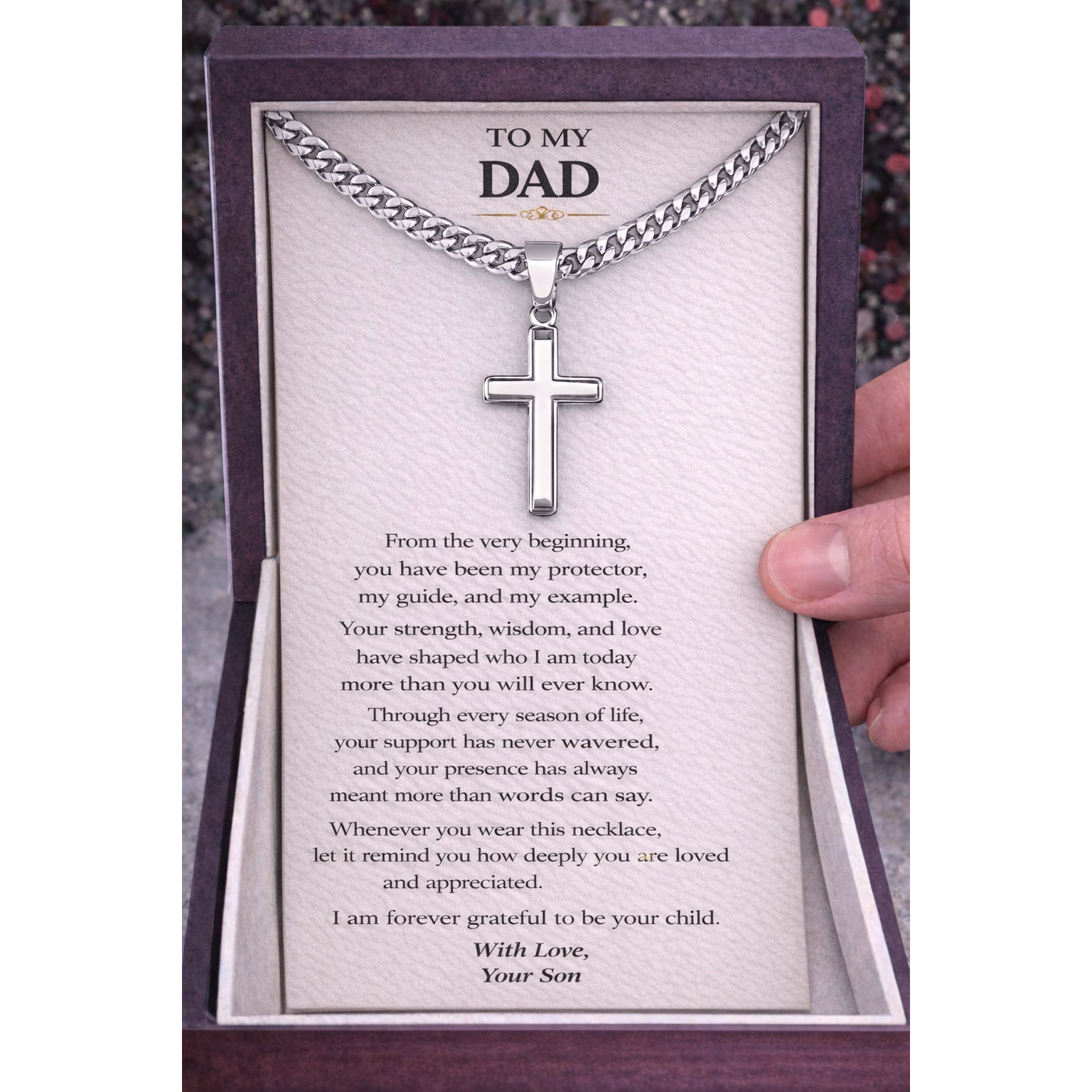 Artisan-Crafted Cross Pendant Necklace with Cuban Chain