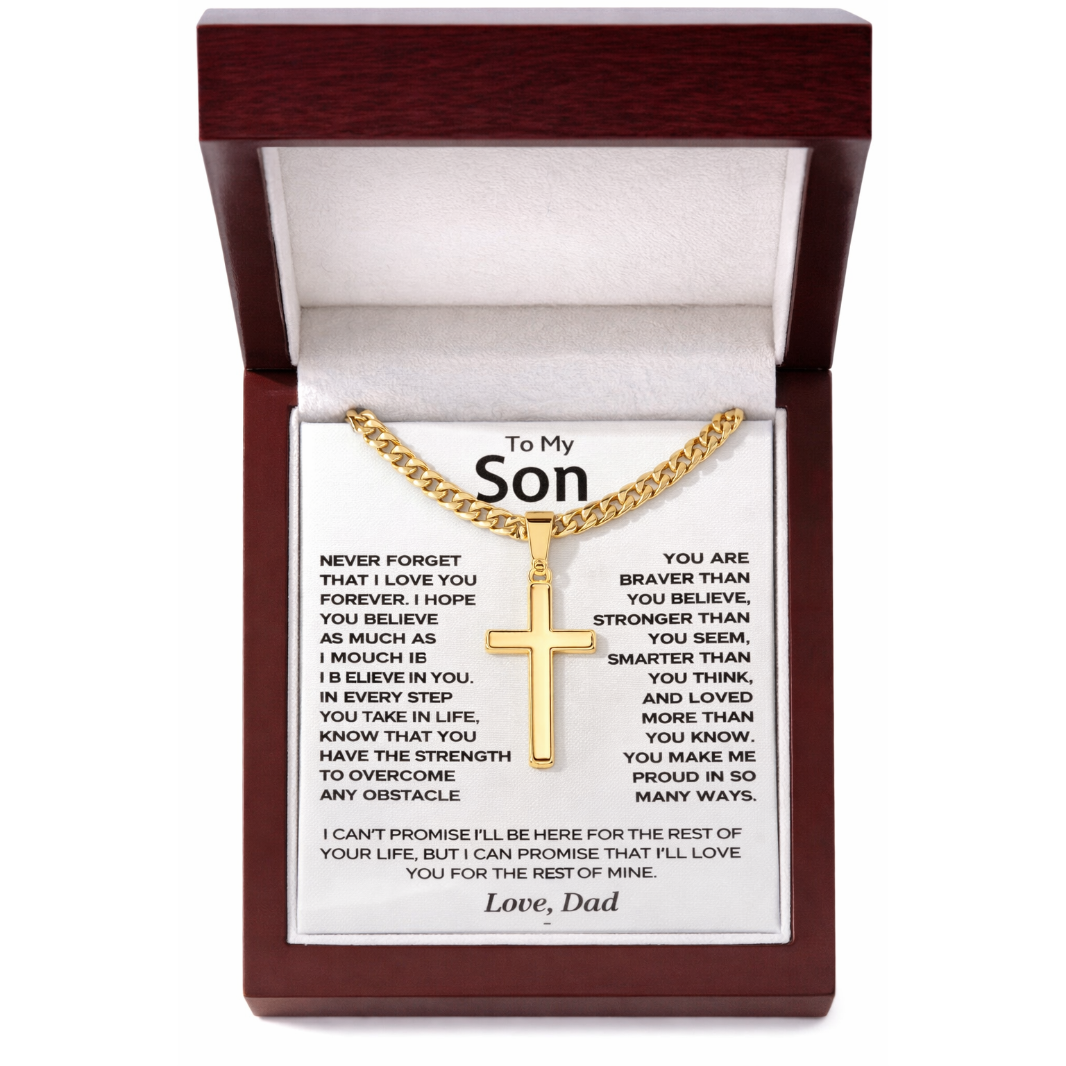 Artisan-Crafted Cross Pendant Necklace with Cuban Chain