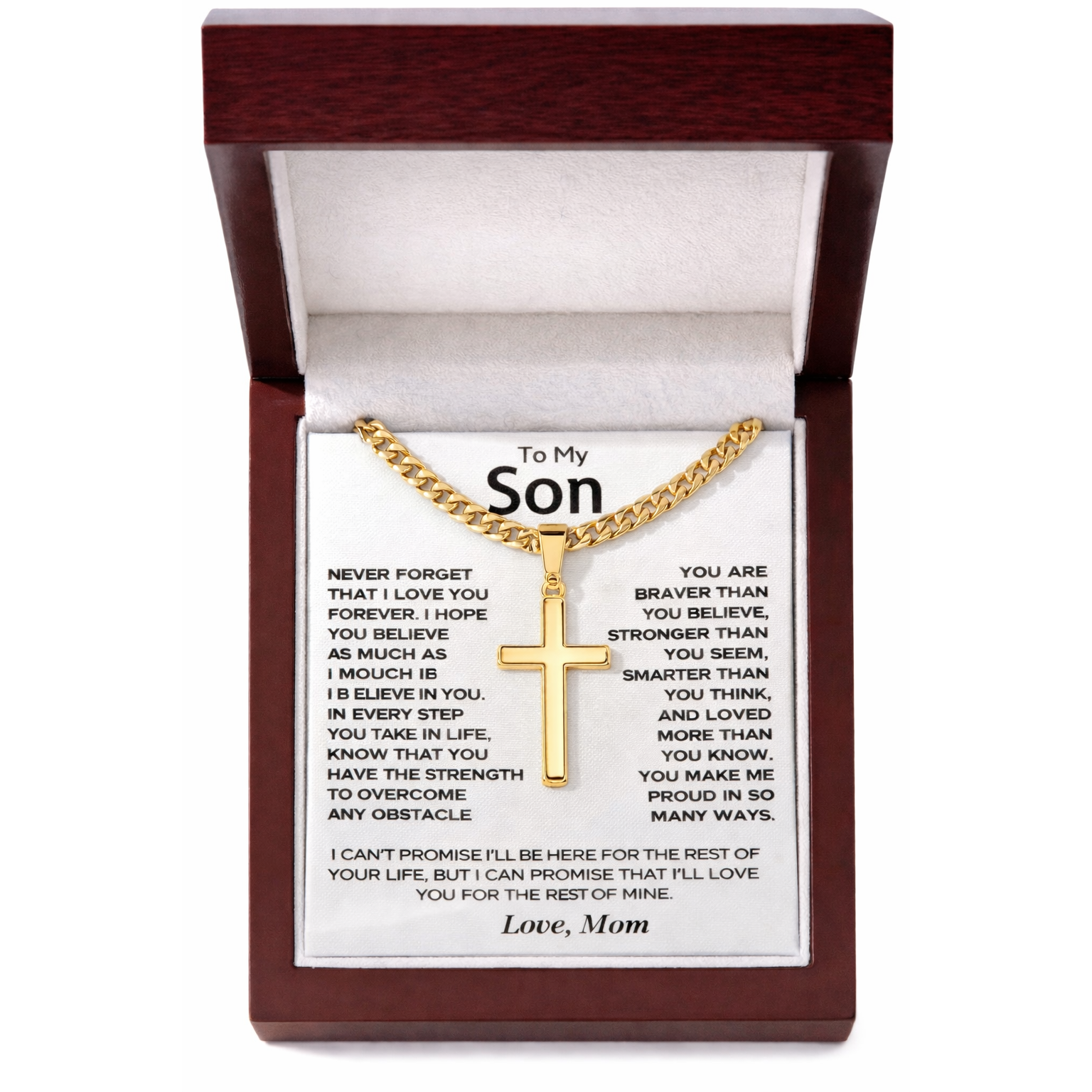 Artisan-Crafted Cross Pendant Necklace with Cuban Chain