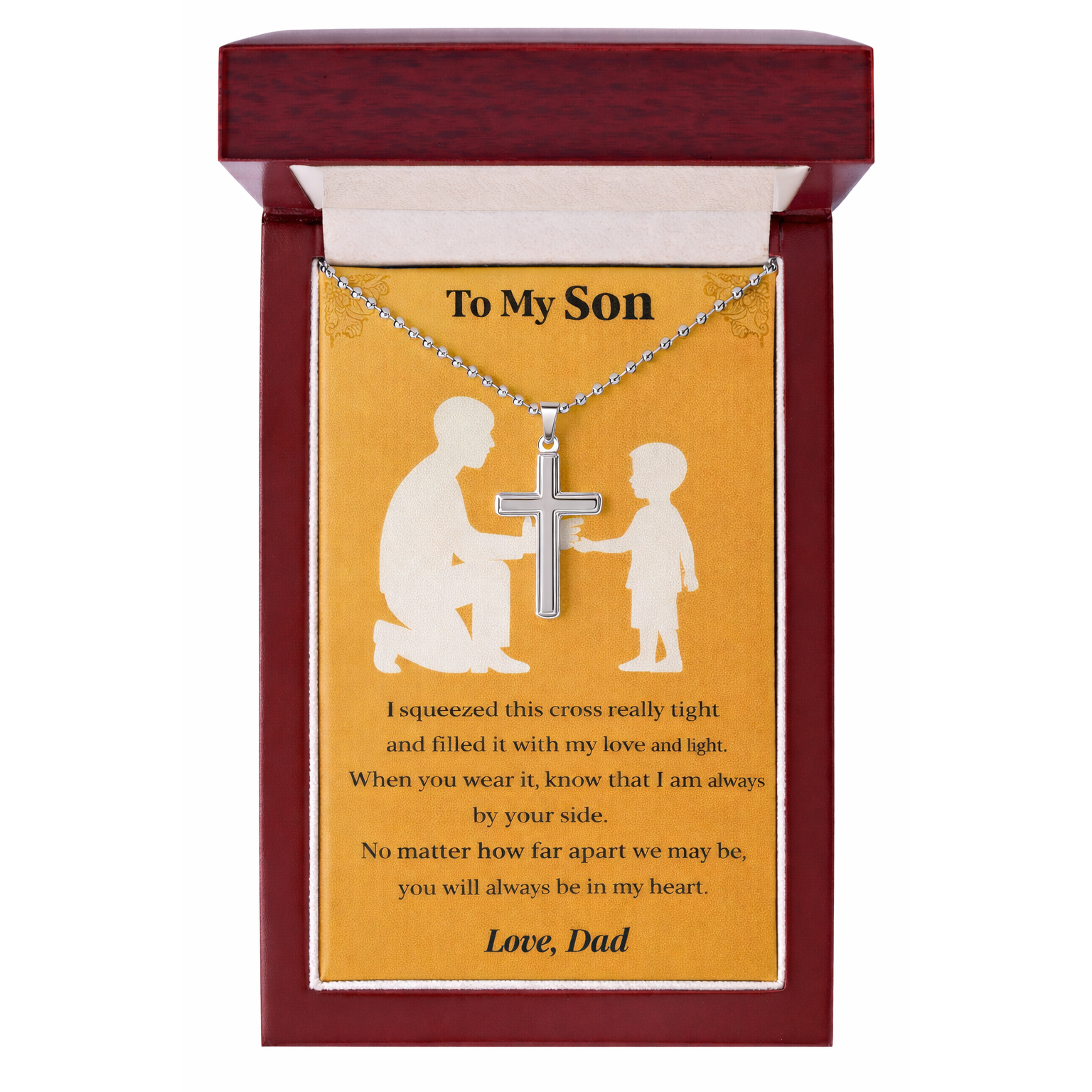 Artisan-Crafted Stainless Steel Cross Necklace with Ball Chain