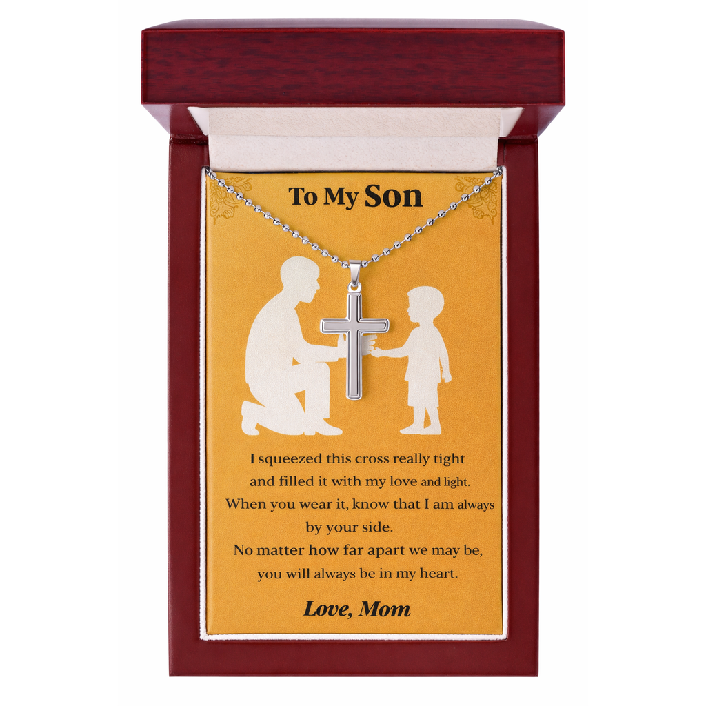 Artisan-Crafted Stainless Steel Cross Necklace with Ball Chain