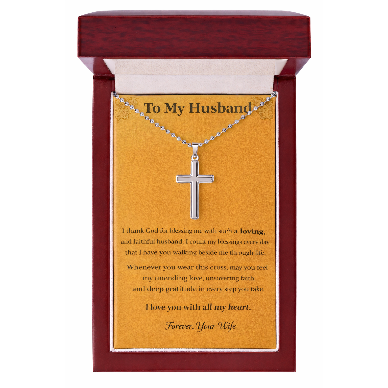 Artisan-Crafted Stainless Steel Cross Necklace with Ball Chain