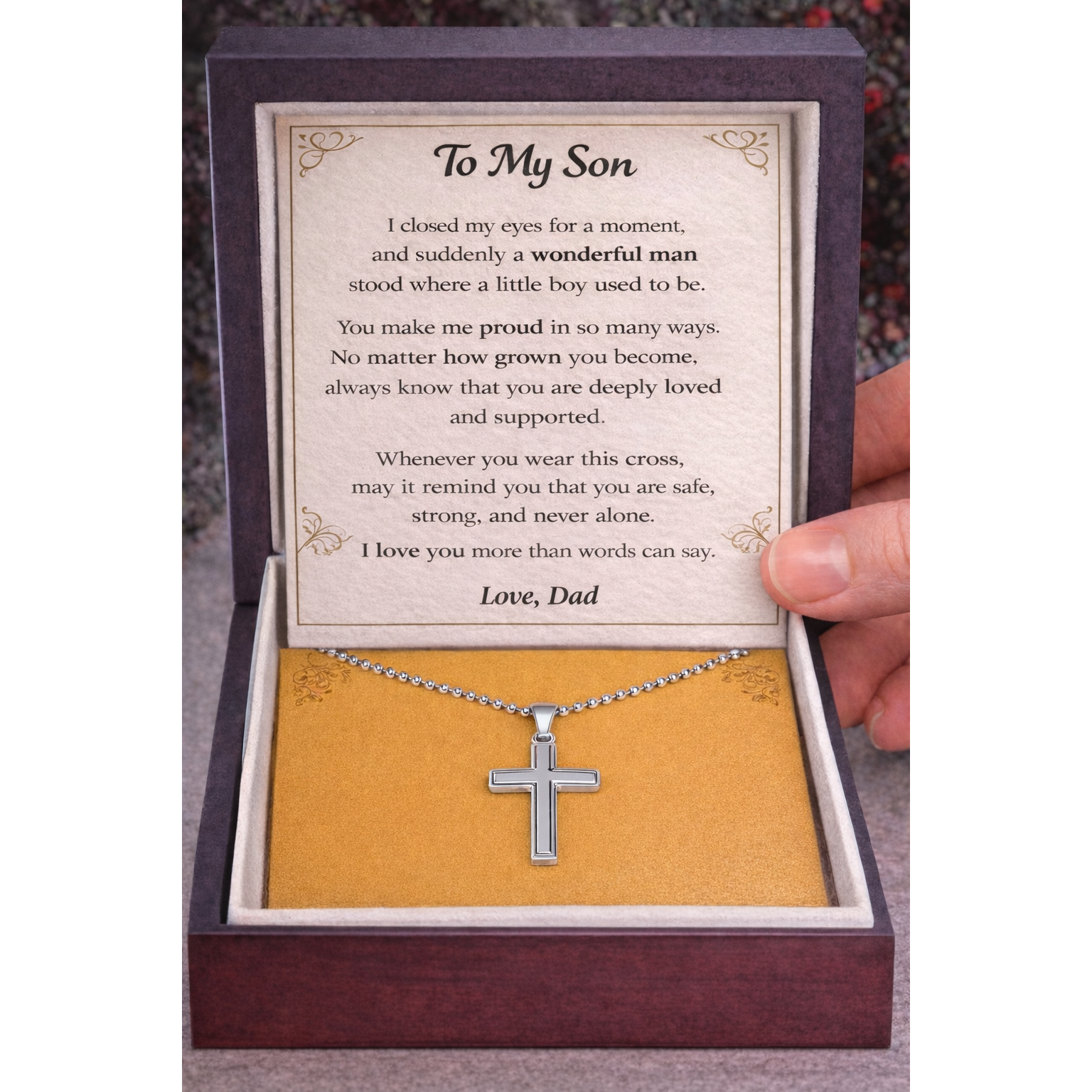 Artisan-Crafted Stainless Steel Cross Necklace with Ball Chain