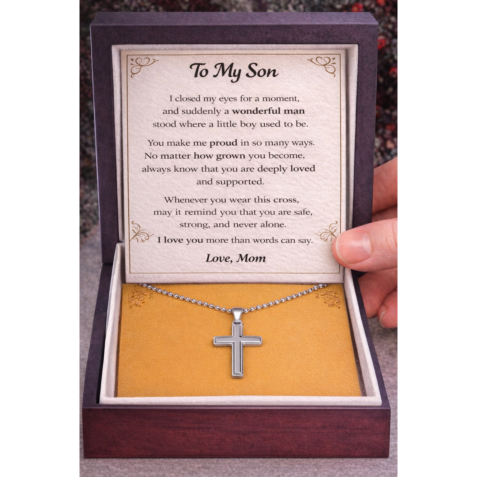 Artisan-Crafted Stainless Steel Cross Necklace with Ball Chain