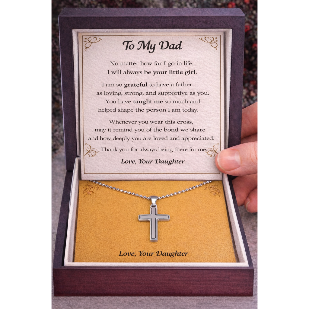 Artisan-Crafted Stainless Steel Cross Necklace with Ball Chain