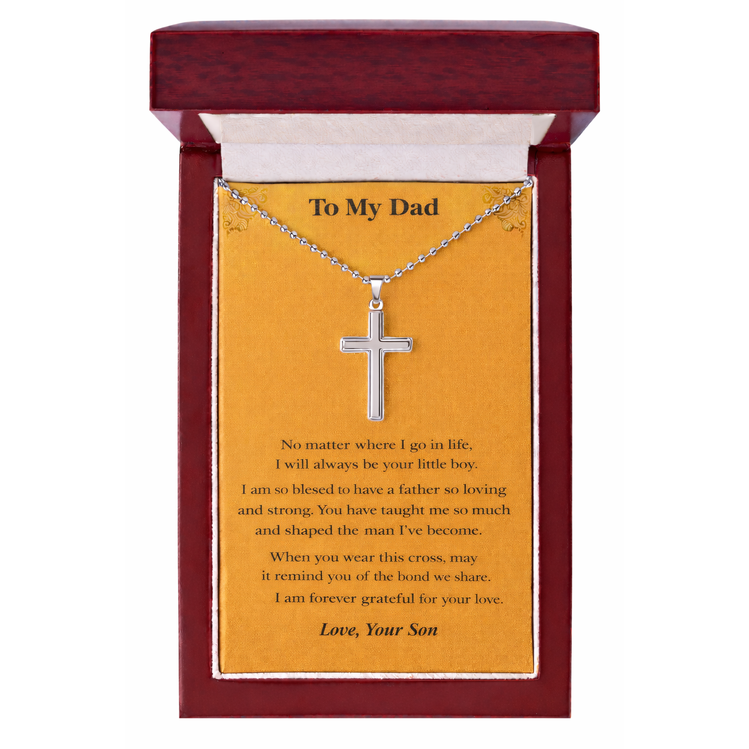 Artisan-Crafted Stainless Steel Cross Necklace with Ball Chain