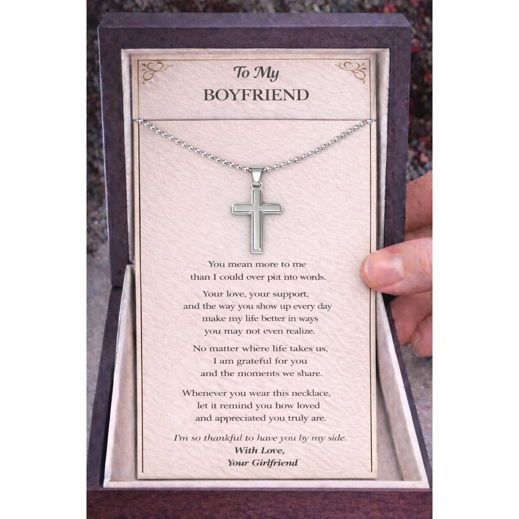 Artisan-Crafted Stainless Steel Cross Necklace with Ball Chain