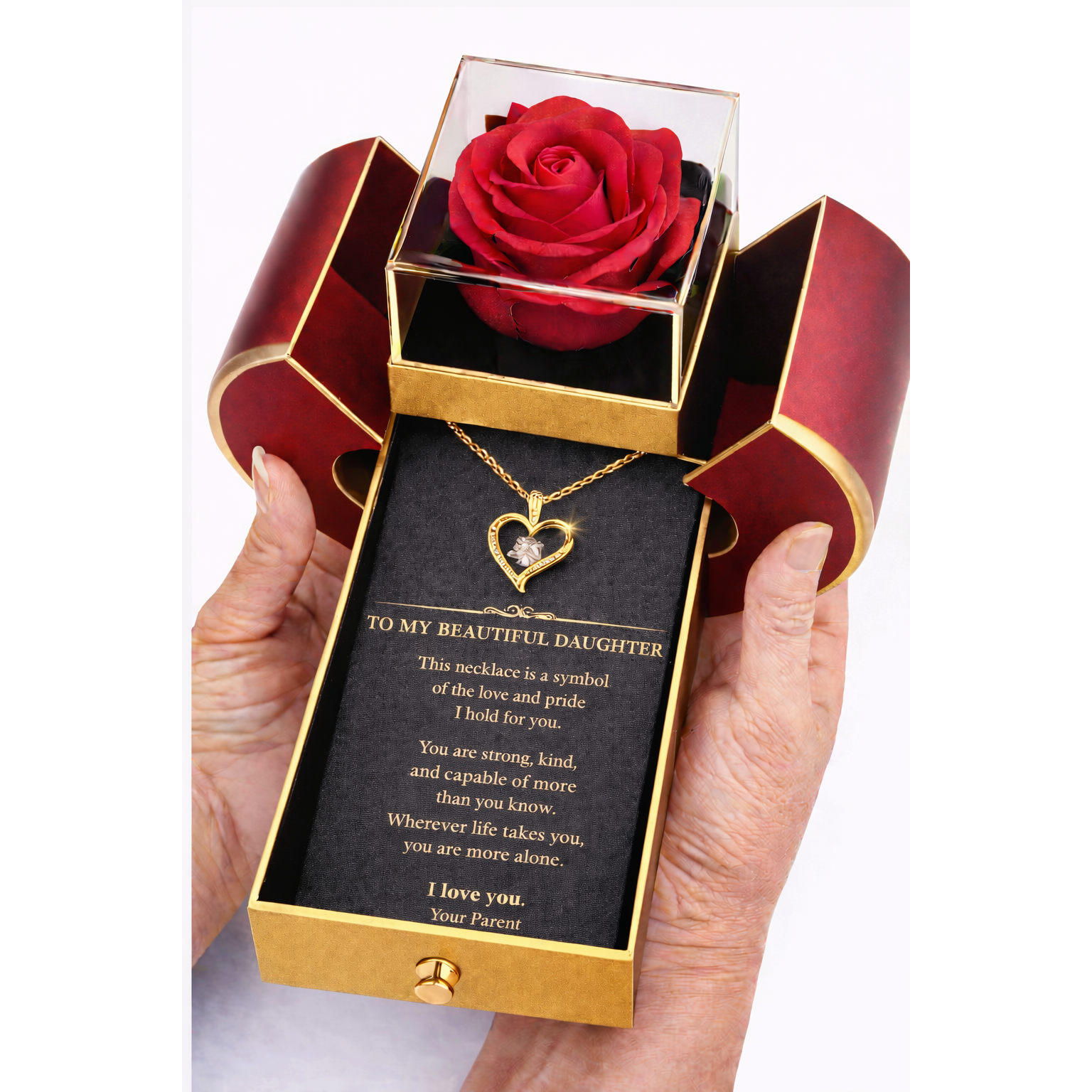 Forever Love Necklace & Eternal Rose Heart Box Gift Set