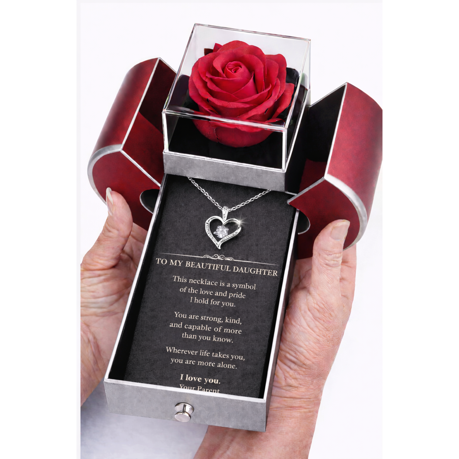 Forever Love Necklace & Eternal Rose Heart Box Gift Set