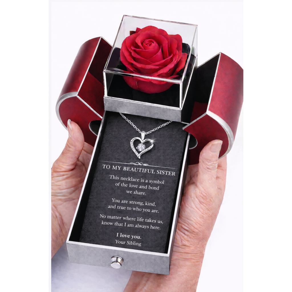 Forever Love Necklace & Eternal Rose Heart Box Gift Set
