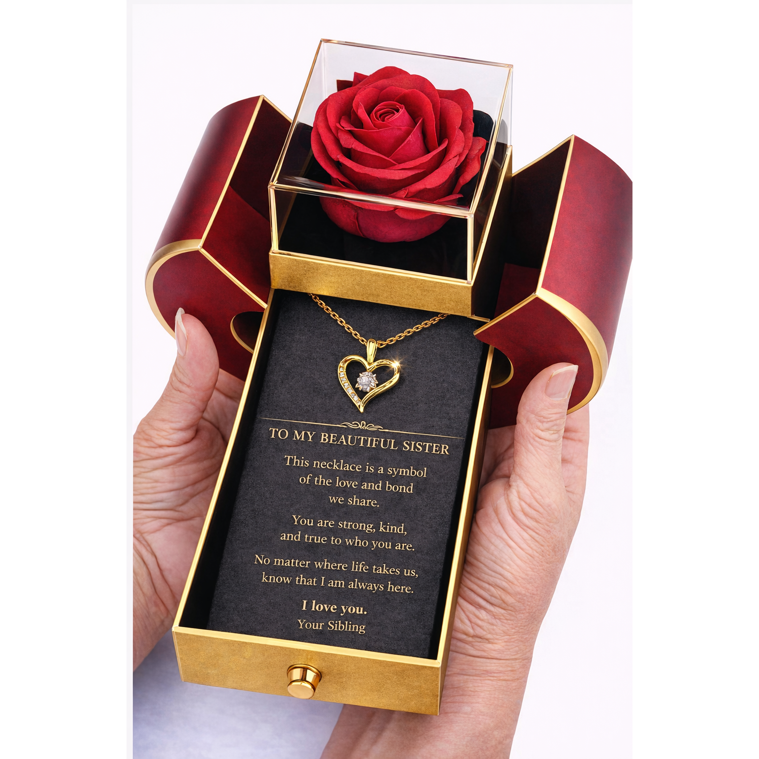 Forever Love Necklace & Eternal Rose Heart Box Gift Set
