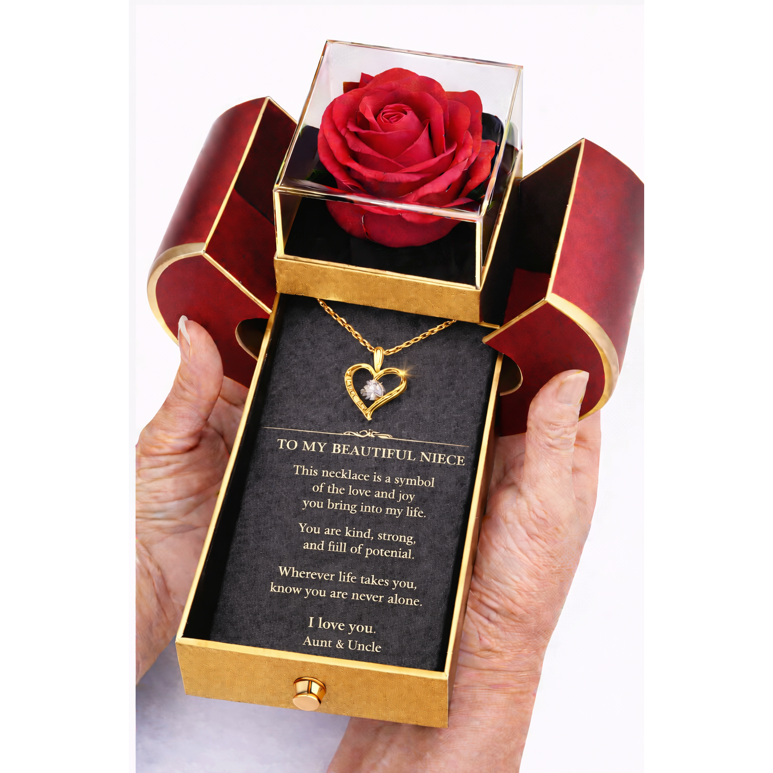 Forever Love Necklace & Eternal Rose Heart Box Gift Set