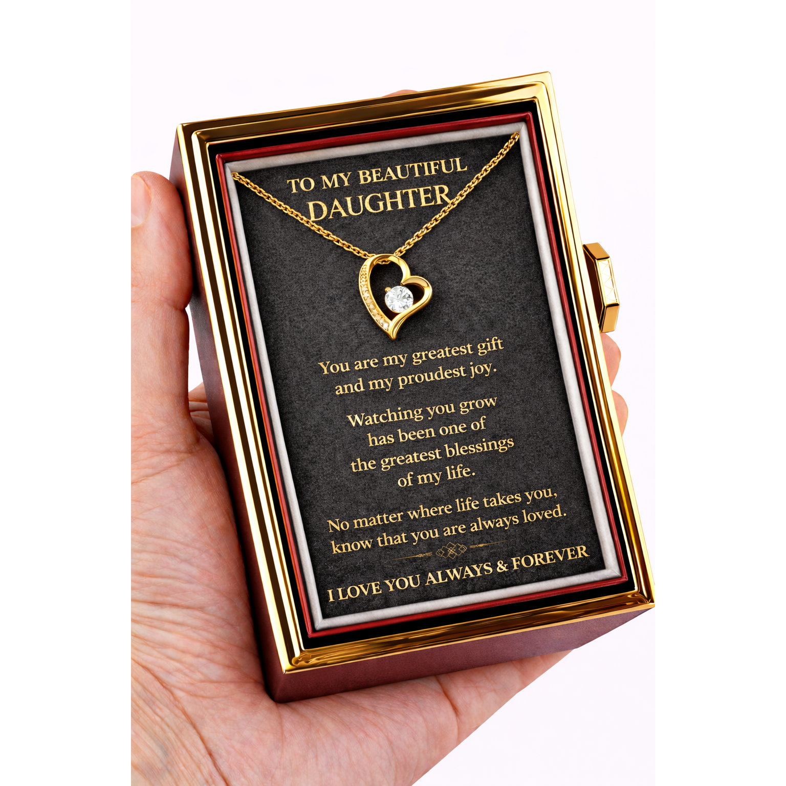 Forever Love Necklace with Preserved Rose Reveal Box