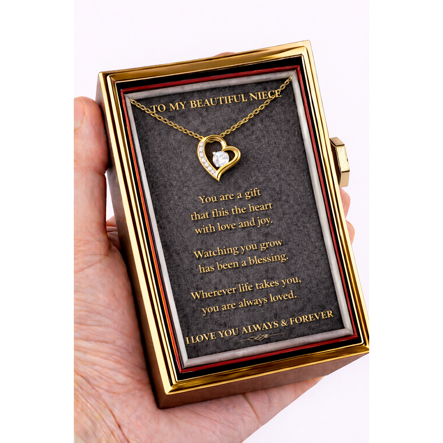 Forever Love Necklace with Preserved Rose Reveal Box