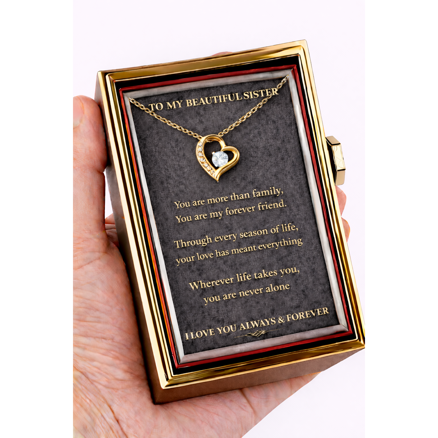 Forever Love Necklace with Preserved Rose Reveal Box