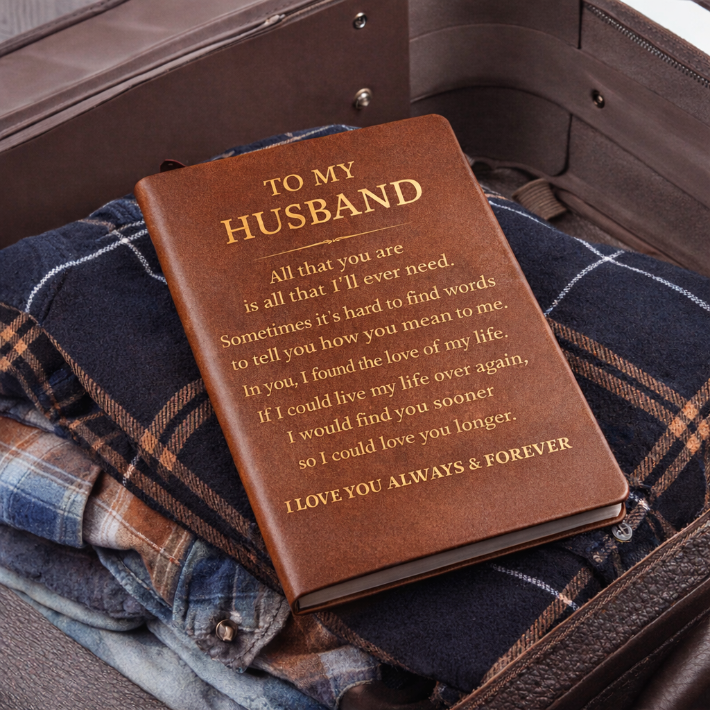 Graphic Leather Journal  Vegan Notebook with Elastic Band