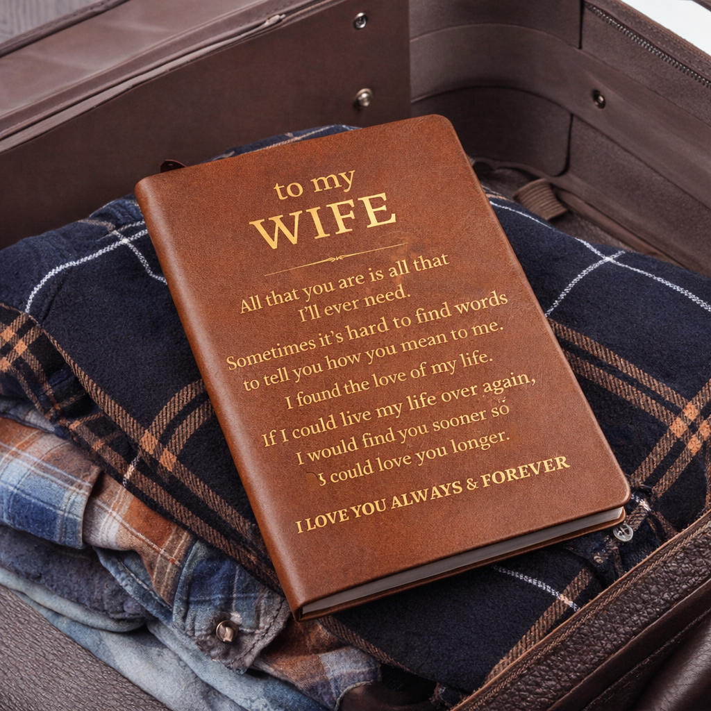 Graphic Leather Journal  Vegan Notebook with Elastic Band