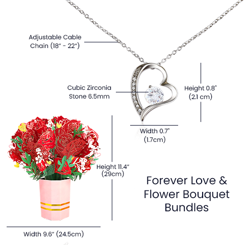 Forever Love Necklace Gift Set with Sweetest Devotion Bouquet