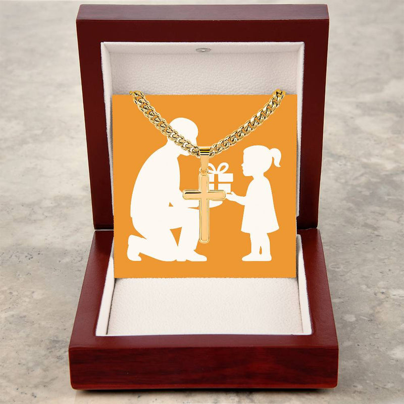 Artisan-Crafted Cross Pendant Necklace with Cuban Chain - Jewelry