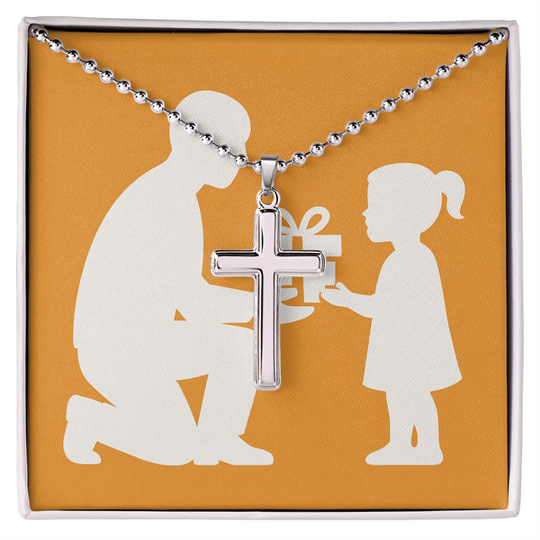 Artisan-Crafted Stainless Steel Cross Necklace with Ball Chain - Standard Box - Jewelry