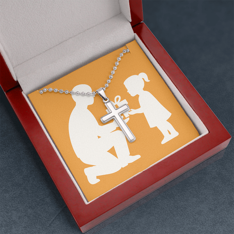 Artisan-Crafted Stainless Steel Cross Necklace with Ball Chain - Jewelry