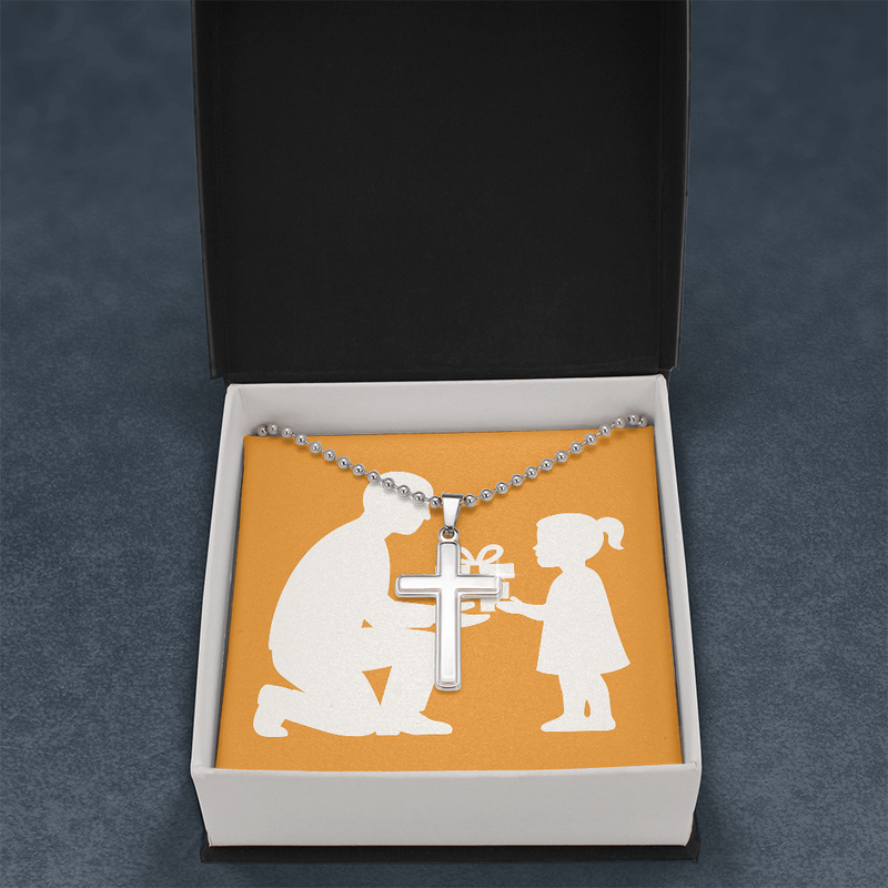 Artisan-Crafted Stainless Steel Cross Necklace with Ball Chain - Jewelry