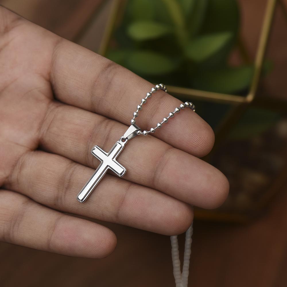 Artisan-Crafted Stainless Steel Cross Necklace with Ball Chain - Jewelry