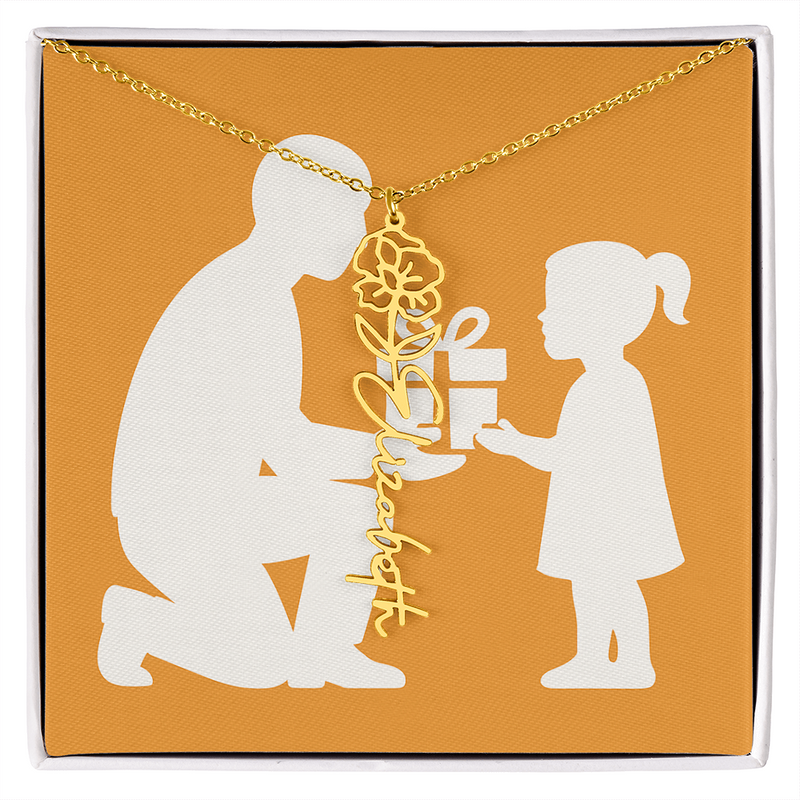 Custom Flower Name Necklace - Jewelry