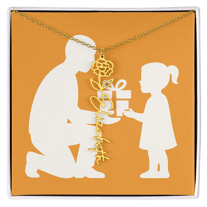 Custom Flower Name Necklace - Jewelry