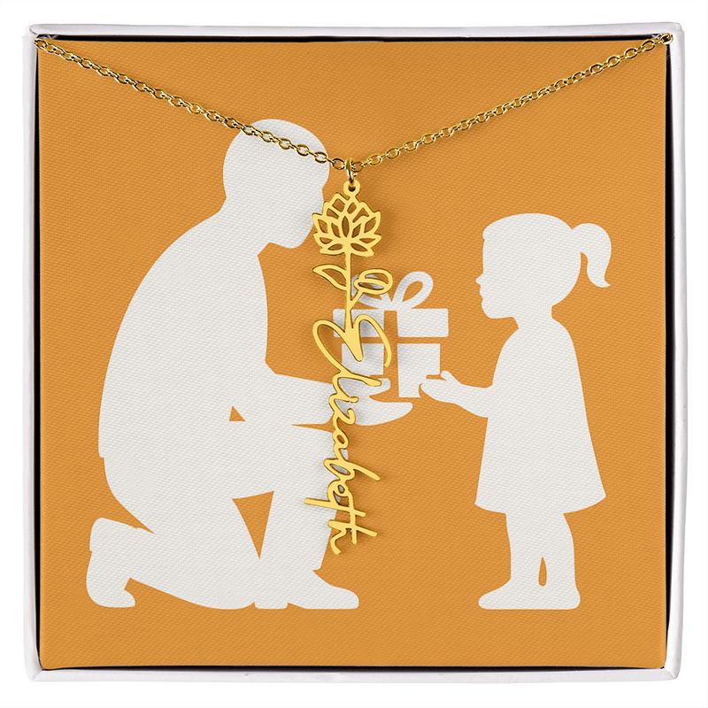 Custom Flower Name Necklace - Jewelry