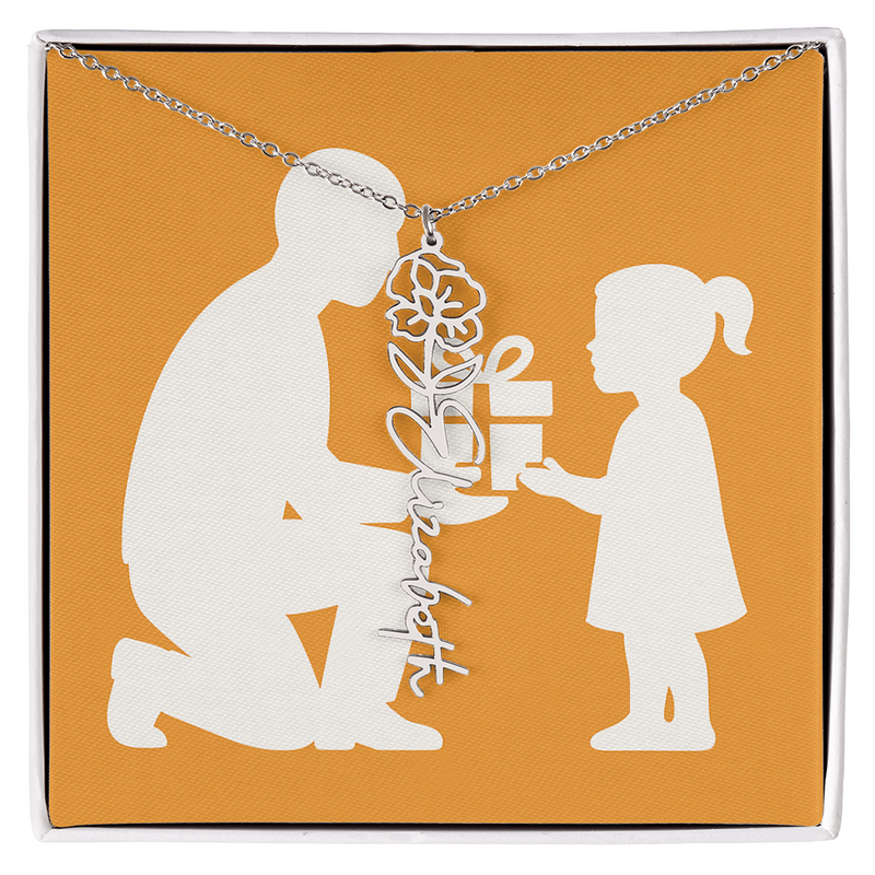 Custom Flower Name Necklace - Jewelry