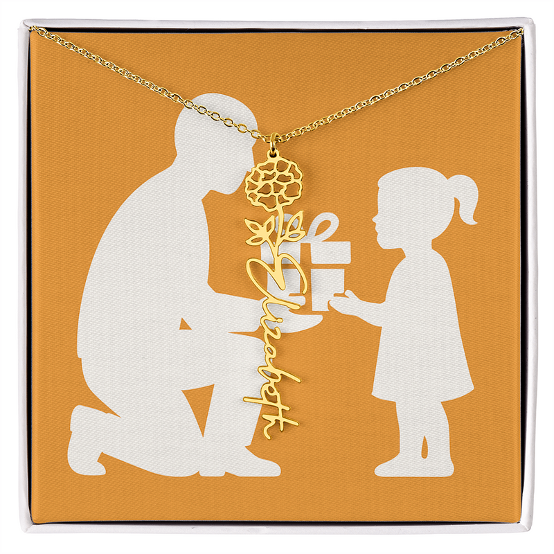 Custom Flower Name Necklace - Jewelry