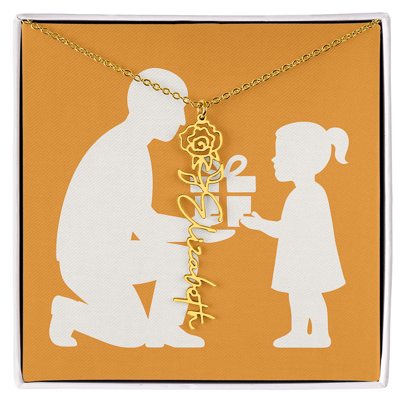 Custom Flower Name Necklace - Jewelry