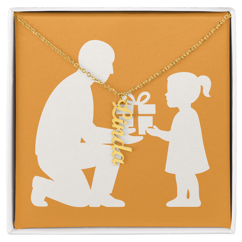 Custom Multiple Vertical Name Necklace - 1 Name / 18K Yellow Gold Finish / Standard Box - Jewelry