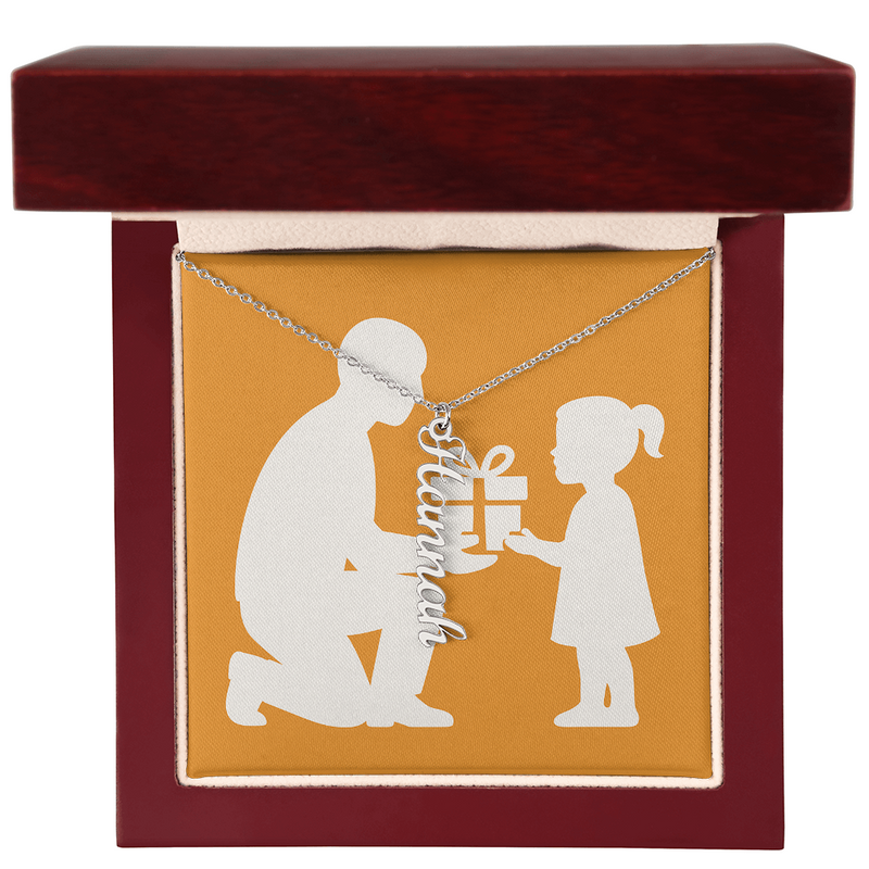 Custom Multiple Vertical Name Necklace - 1 Name / Polished Stainless Steel / Luxury Box - Jewelry