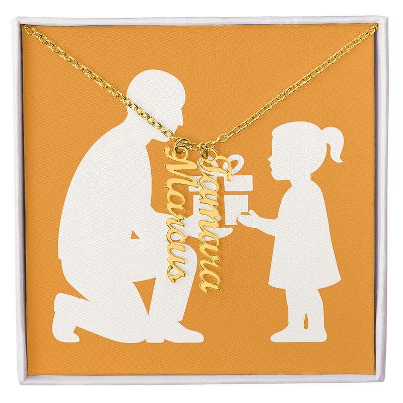 Custom Multiple Vertical Name Necklace - 2 Names / 18K Yellow Gold Finish / Standard Box - Jewelry