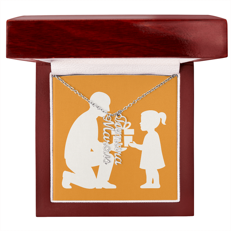 Custom Multiple Vertical Name Necklace - 2 Names / Polished Stainless Steel / Luxury Box - Jewelry