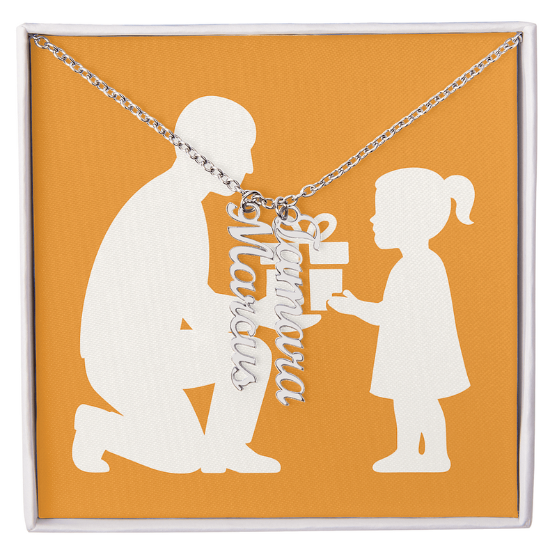 Custom Multiple Vertical Name Necklace - 2 Names / Polished Stainless Steel / Standard Box - Jewelry