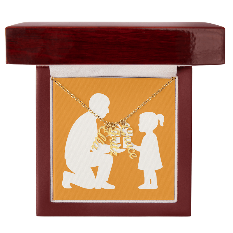 Custom Multiple Vertical Name Necklace - 3 Names / 18K Yellow Gold Finish / Luxury Box - Jewelry