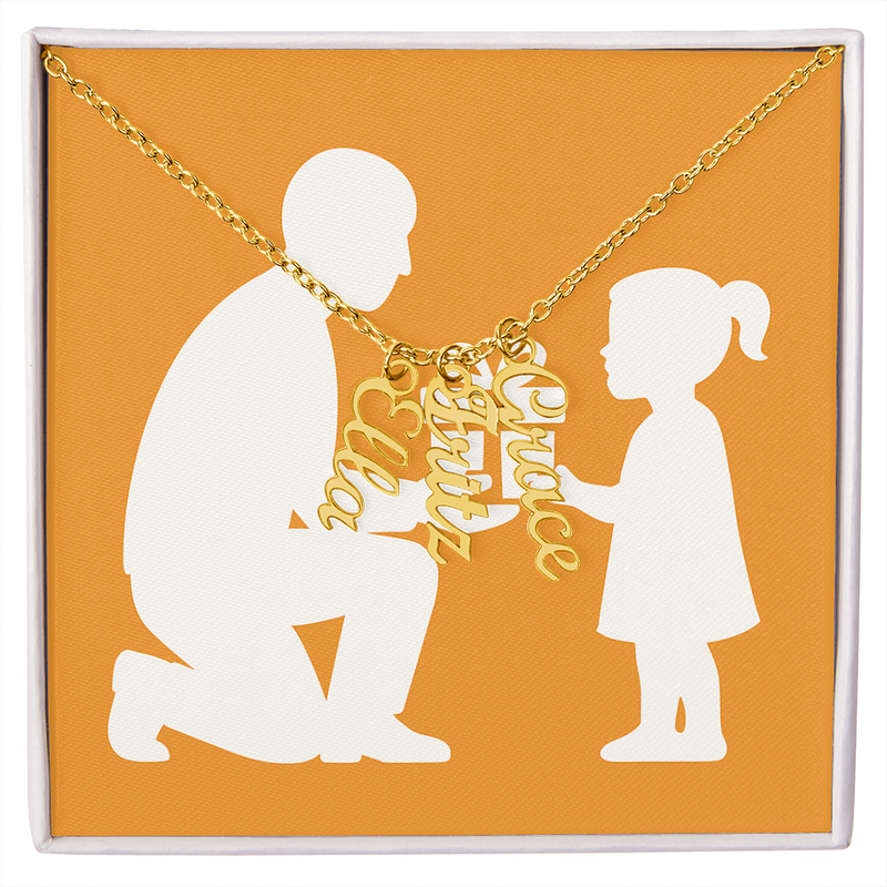 Custom Multiple Vertical Name Necklace - 3 Names / 18K Yellow Gold Finish / Standard Box - Jewelry