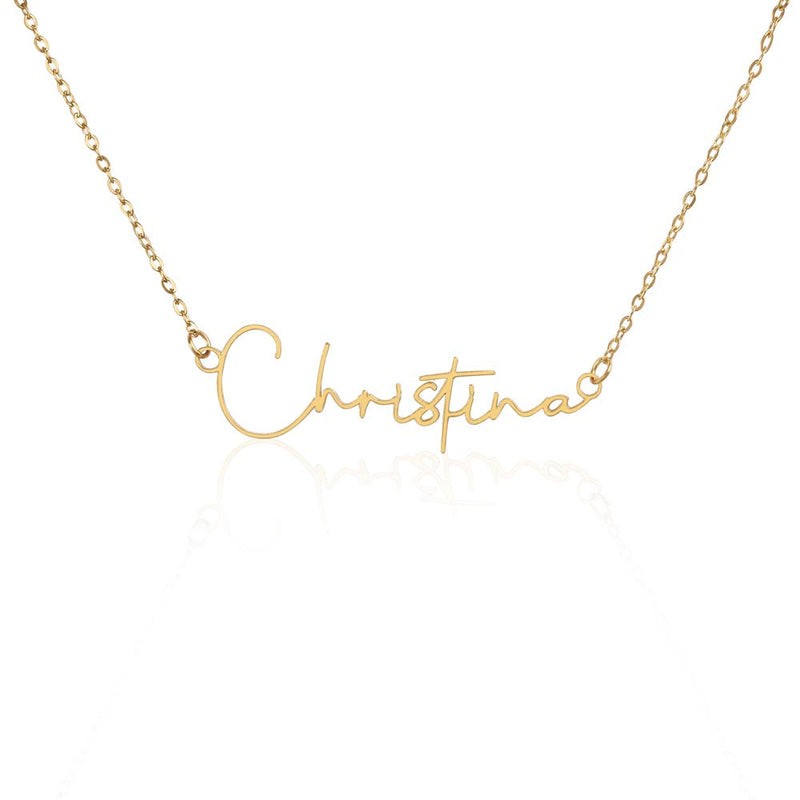 Custom Signature Name Necklace - Gold Finish Over Stainless Steel / Standard Box - Jewelry