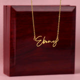 Custom Signature Name Necklace - Gold Finish Over Stainless Steel / Luxury Box - Jewelry