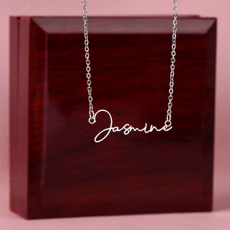 Custom Signature Name Necklace - Polished Stainless Steel / Luxury Box - Jewelry
