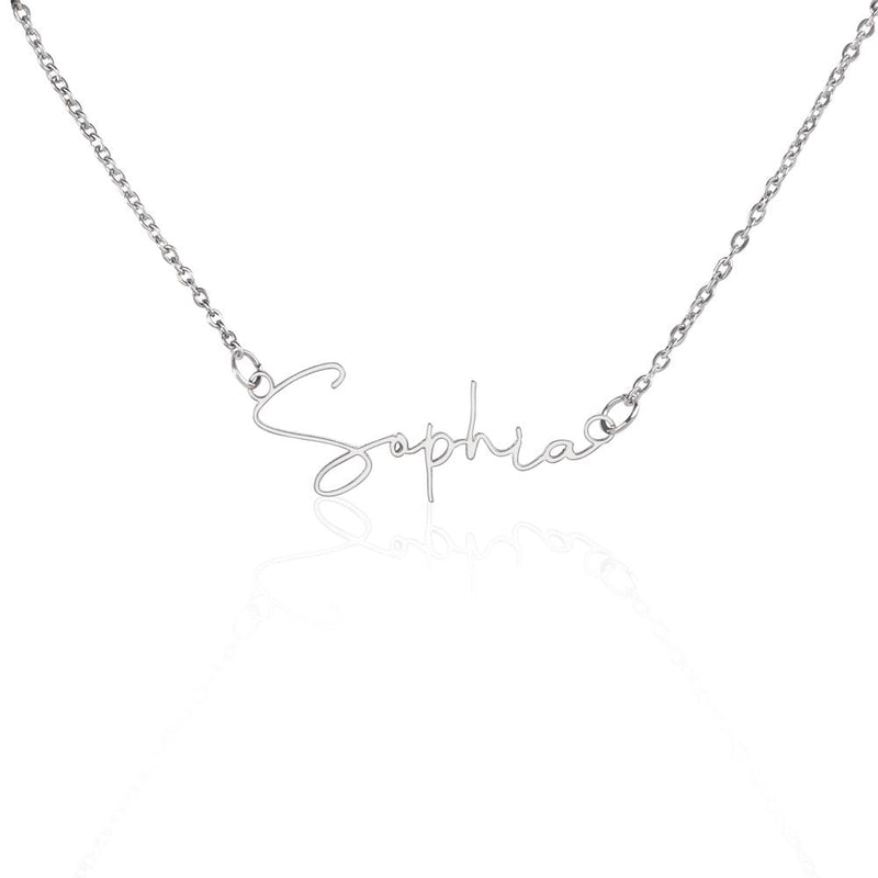 Custom Signature Name Necklace - Polished Stainless Steel / Standard Box - Jewelry