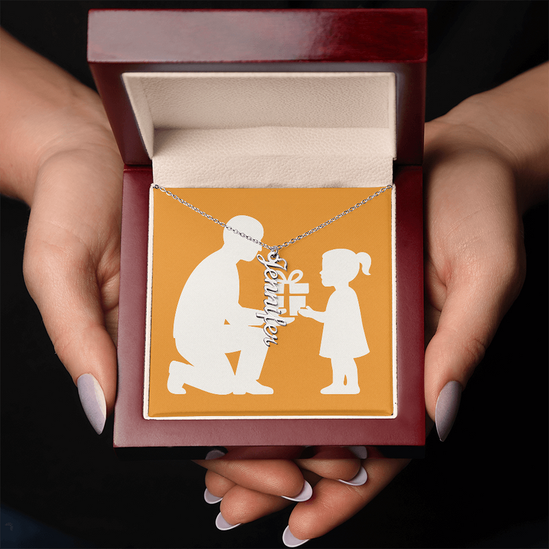 Custom Vertical Name Necklace - Polished Stainless Steel / Standard Box - Jewelry