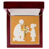 Elegant Artisan Cross Necklace with Snake Chain - Luxury Box / 18K Yellow Gold Finish - Jewelry