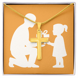 Elegant Artisan Cross Necklace with Snake Chain - Standard Box / 18K Yellow Gold Finish - Jewelry