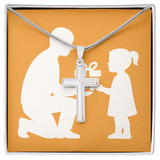 Elegant Artisan Cross Necklace with Snake Chain - Standard Box / Polished Stainless Steel - Jewelry