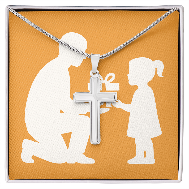 Elegant Artisan Cross Necklace with Snake Chain - Standard Box / Polished Stainless Steel - Jewelry